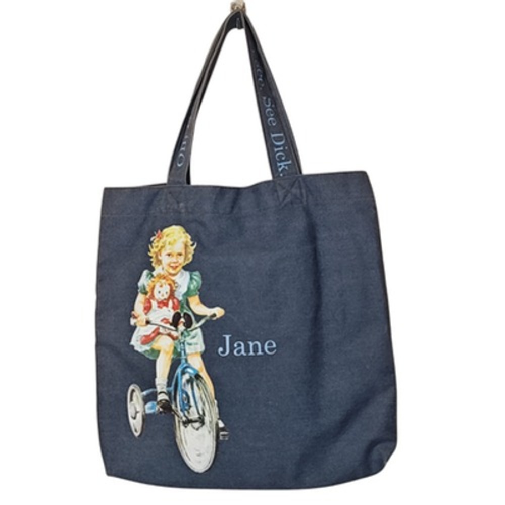 Dick Navy Canvas Tote Bag with Vintage Wagon Print - Picture 2 of 11